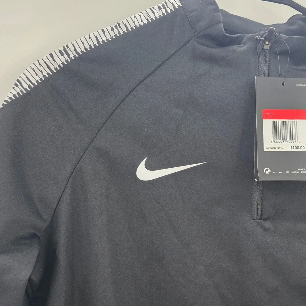 NIKE SHIELD SOCCER 1/4 ZIP YOUTH BOYS LARGE BLACK WHITE PERFORMANCE MOCK NEW!!